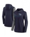 Women's Tennessee Titans Chevron Hoodie Performance Long Sleeve T-shirt Navy, Heathered Charcoal $36.00 Tops