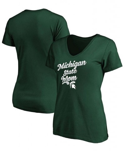 Women's Majestic Green Michigan State Spartans Team Mom V-Neck T-shirt Green $19.24 Tops