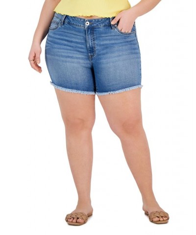 Trendy Plus Size Frayed Denim Shorts Lambro $15.89 Shorts
